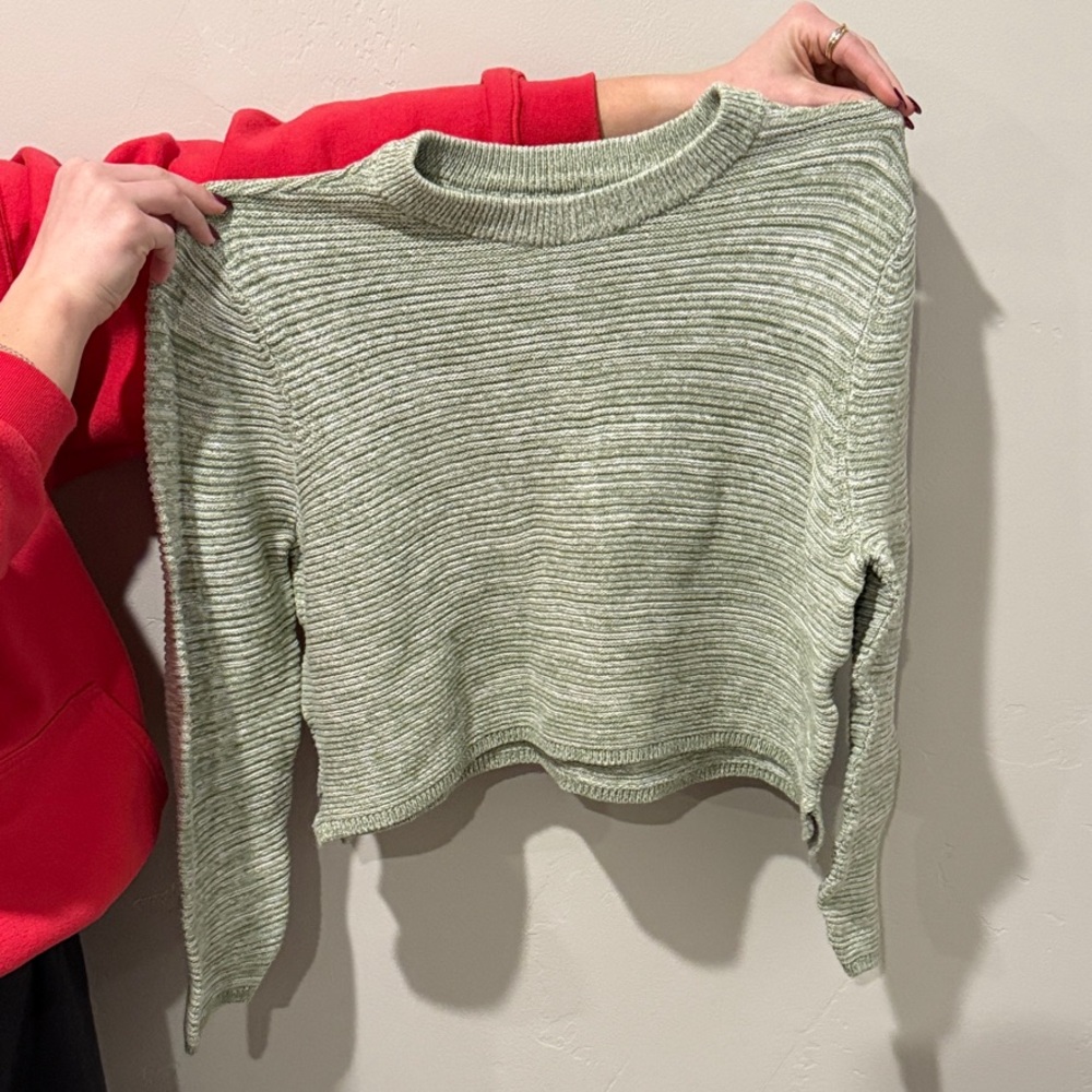 Green Ribbed Women's Sweater